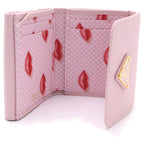 Prada Lip Pattern Trifold Wallet Araba Star Pink Saffiano — view 4