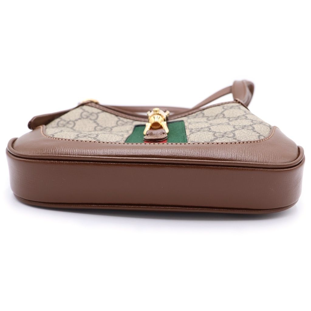 Gucci GG Supreme Jackie Shoulder Bag Gold Canvas Leather Beige Brown — view 4