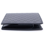Gucci Guccissima Bifold Wallet Compact Card Case Black Leather — view 3