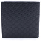 Gucci Guccissima Bifold Wallet Compact Card Case Black Leather — view 2