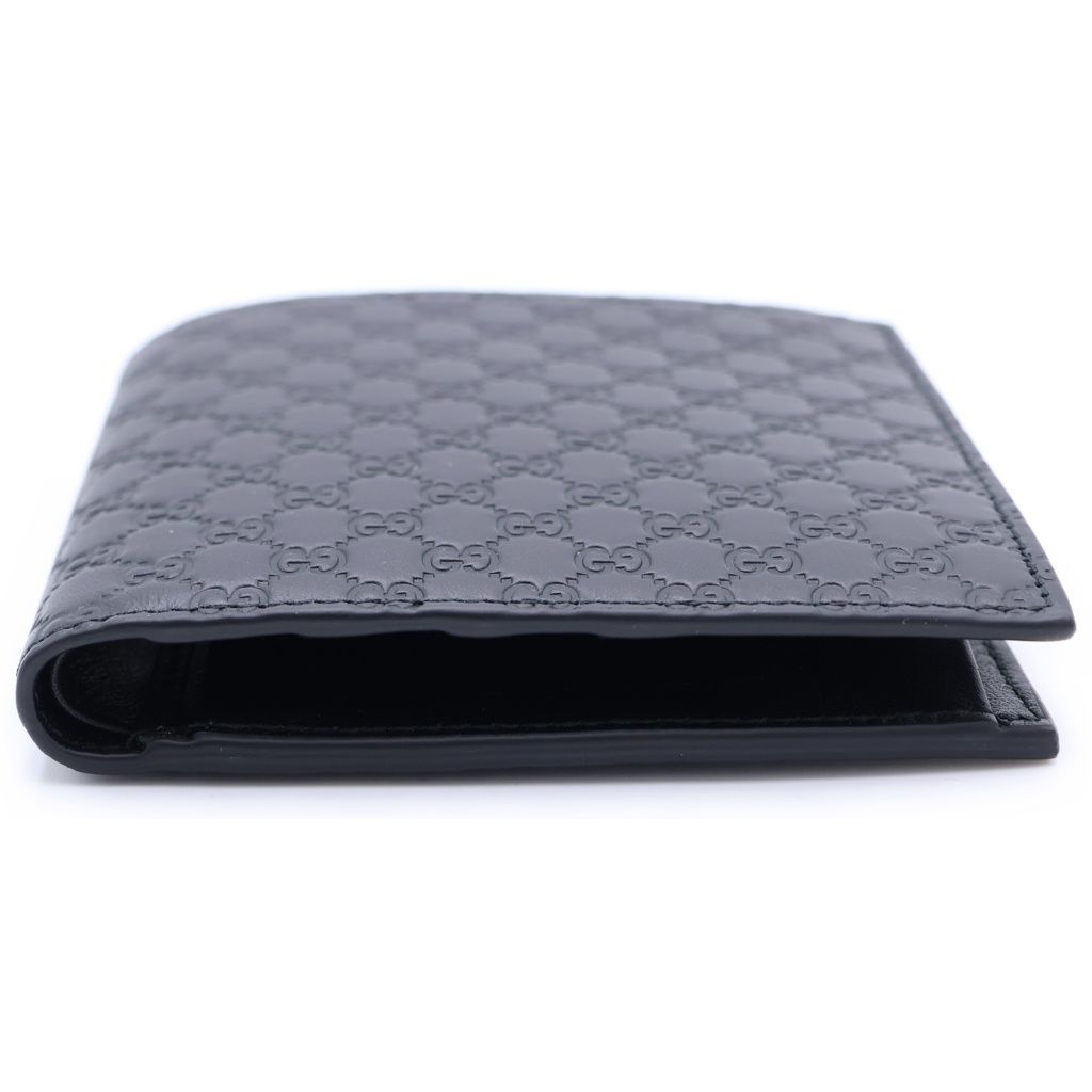 Gucci Guccissima Bifold Wallet Compact Card Case Black Leather — view 4