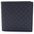 Gucci Guccissima Bifold Wallet Compact Card Case Black Leather