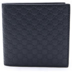 Gucci Guccissima Bifold Wallet Compact Card Case Black Leather