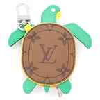 Louis Vuitton Key Holder LV Turtle Charm Pouch Case Key Brown Green Leather — view 2