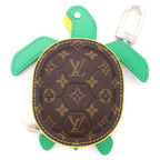 Louis Vuitton Key Holder LV Turtle Charm Pouch Case Key Brown Green Leather