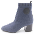 Hermes Volvert Exlibris Heels Knit Short Boots Shoes Navy Box