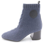 Hermes Volvert Exlibris Heels Knit Short Boots Shoes Navy Box