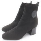 Hermes Volvert Exlibris Heels Knit Leather Short Boots Shoes Black Box — view 2