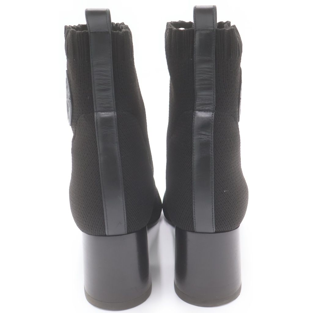 Hermes Volvert Exlibris Heels Knit Leather Short Boots Shoes Black Box — view 3