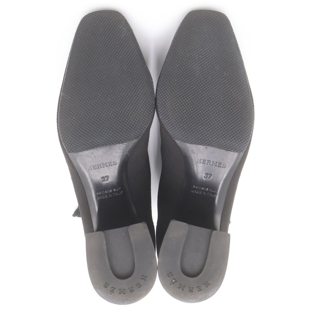 Hermes Volvert Exlibris Heels Knit Leather Short Boots Shoes Black Box — view 5