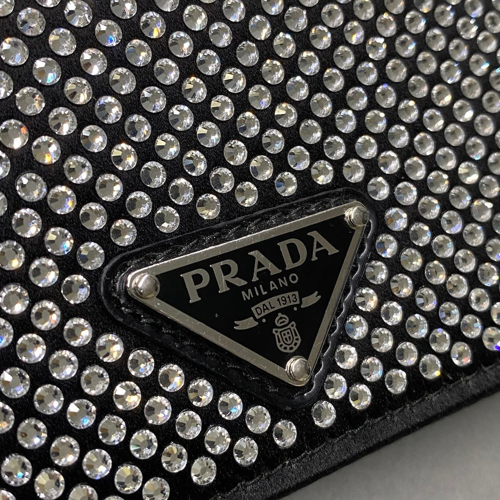 Prada Rhinestone Flap Card Holder Mini Bag Black Silver — view 6