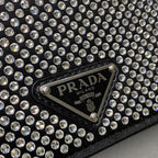 Prada Rhinestone Flap Card Holder Mini Bag Black Silver — view 6