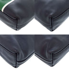 Prada Leather Triangle Logo Navy Green Shoulder — view 4