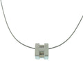 Hermes Cage de Ash Cube Metal Necklace Silver
