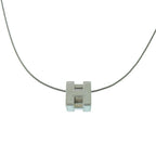 Hermes Cage de Ash Cube Metal Necklace Silver