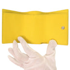 Saint Laurent Paris Logo Leather Yellow Trifold Wallet — view 5
