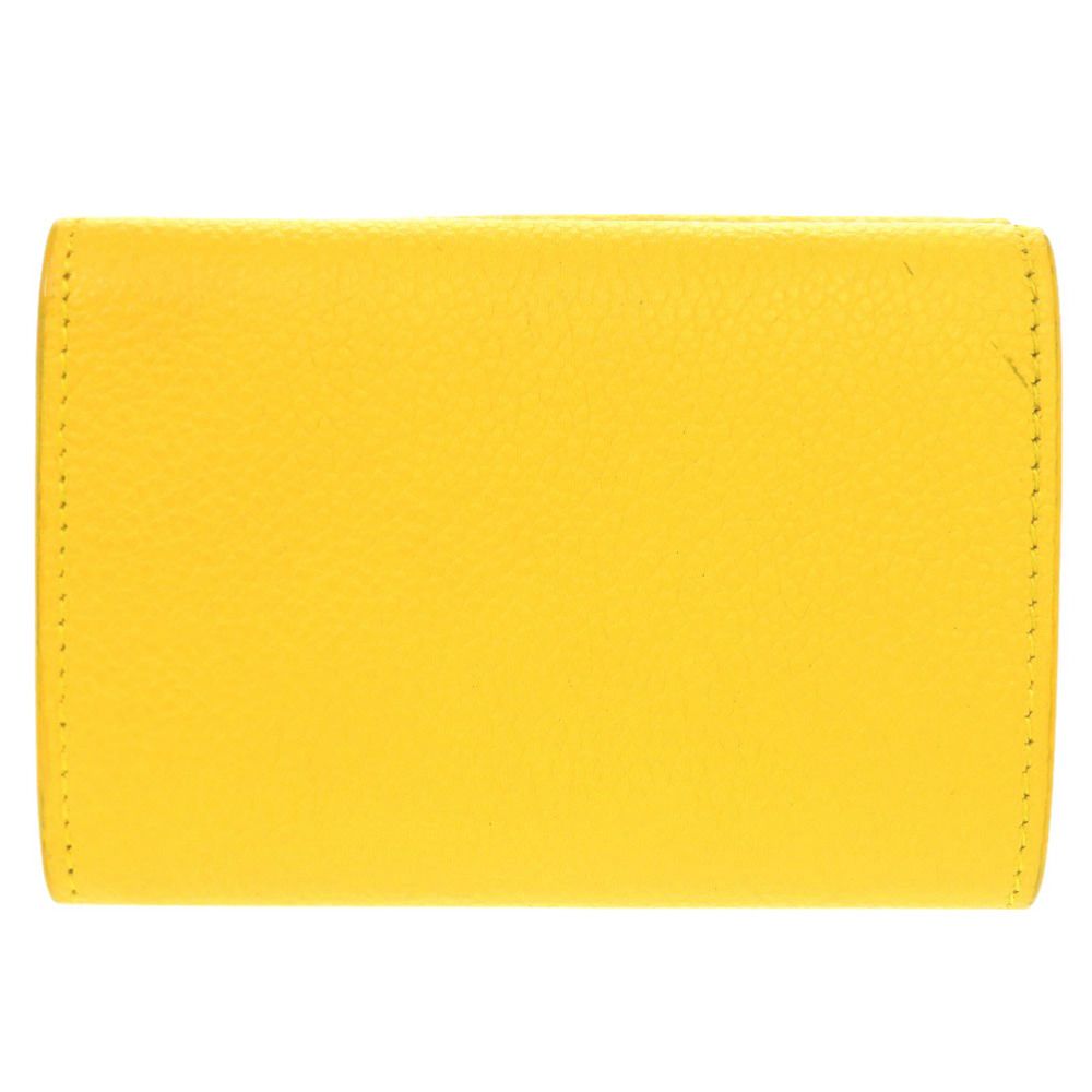 Saint Laurent Paris Logo Leather Yellow Trifold Wallet — view 3
