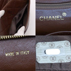 Chanel Quilted Handbag CC Logo Lambskin Brown Gold — view 7