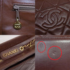 Chanel Quilted Handbag CC Logo Lambskin Brown Gold — view 8