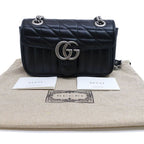 Gucci GG Marmont Small Shoulder Bag 2-Way Logo Leather Black Silver — view 9