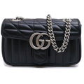 Gucci GG Marmont Small Shoulder Bag 2-Way Logo Leather Black Silver