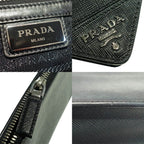 Prada Clutch Saffiano Leather Black Silver — view 6