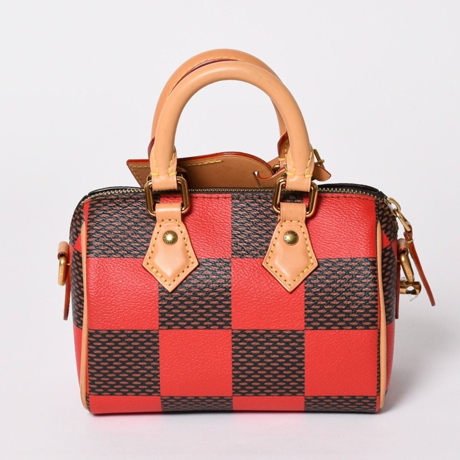 Louis Vuitton Speedy Bandouliere 18 Rouge Damier Pop Brown Red Handbag — view 3