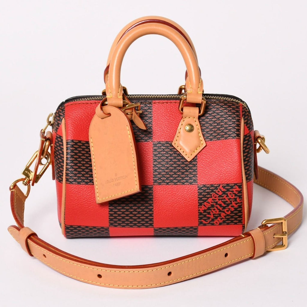 Louis Vuitton Speedy Bandouliere 18 Rouge Damier Pop Brown Red Handbag — view 2