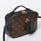 Louis Vuitton Saintonge Shoulder Bag Monogram Canvas Noir Calfskin Double — view 3