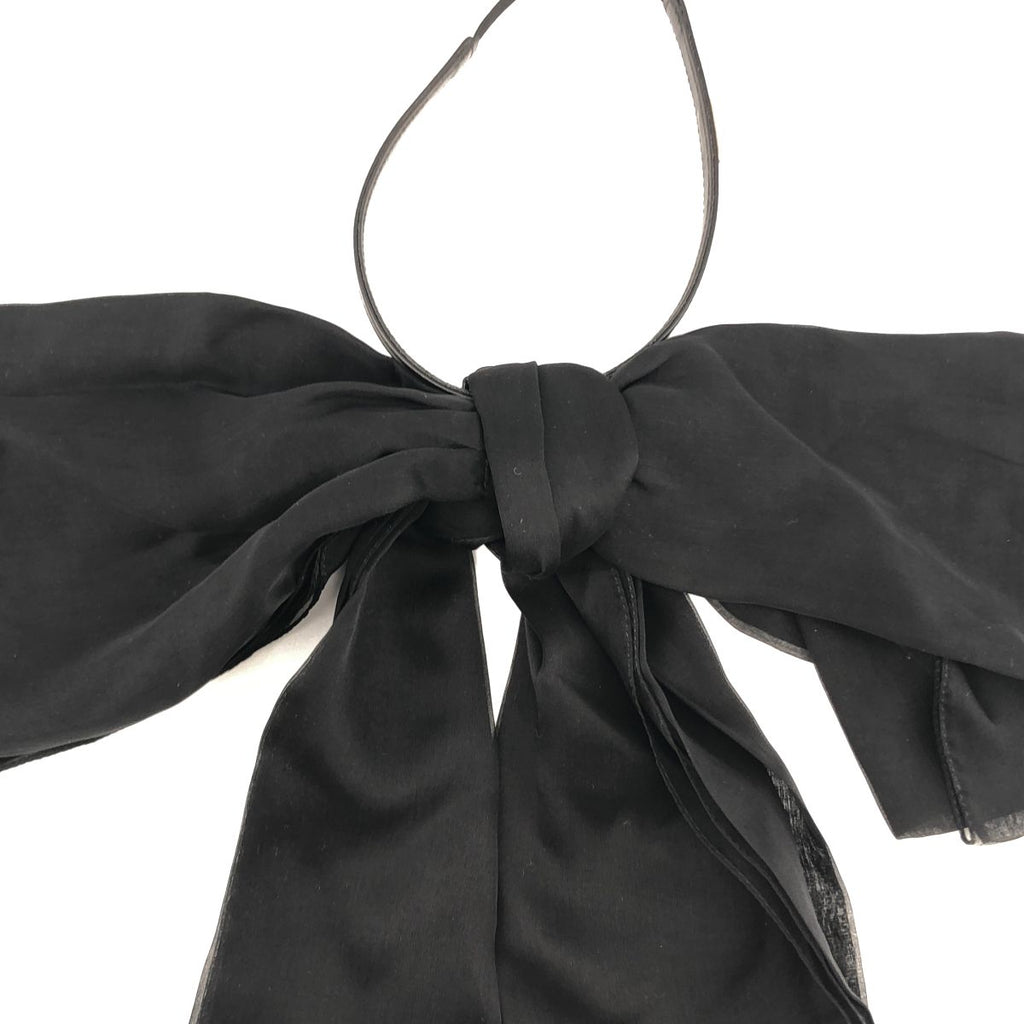 Saint Laurent Paris Silk Strap Logo Ribbon Choker Black Necklace — view 6