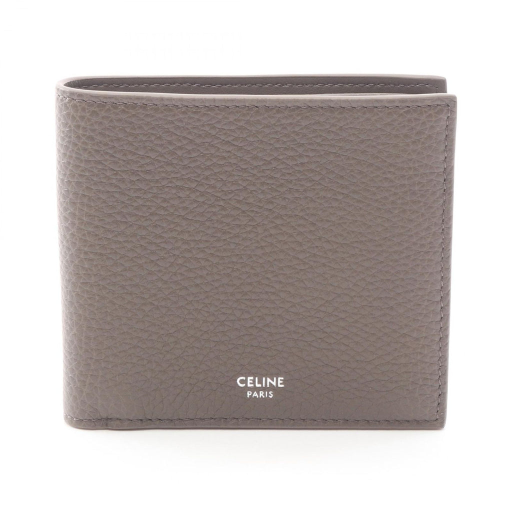Celine Bifold Wallet Card Holder Gray Leather