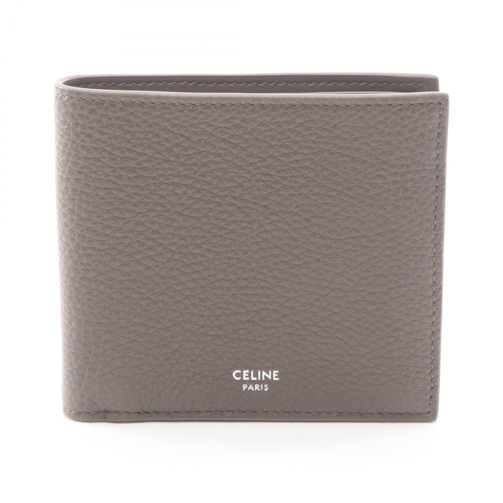 Celine Bifold Wallet Card Holder Gray Leather