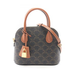 Celine Handbag Teen Honorin Trio 2-Way Black Canvas Leather