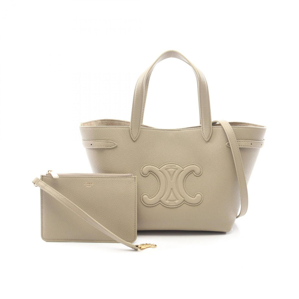 Celine Tote Mini Cabas Anais 2-Way Gray Leather