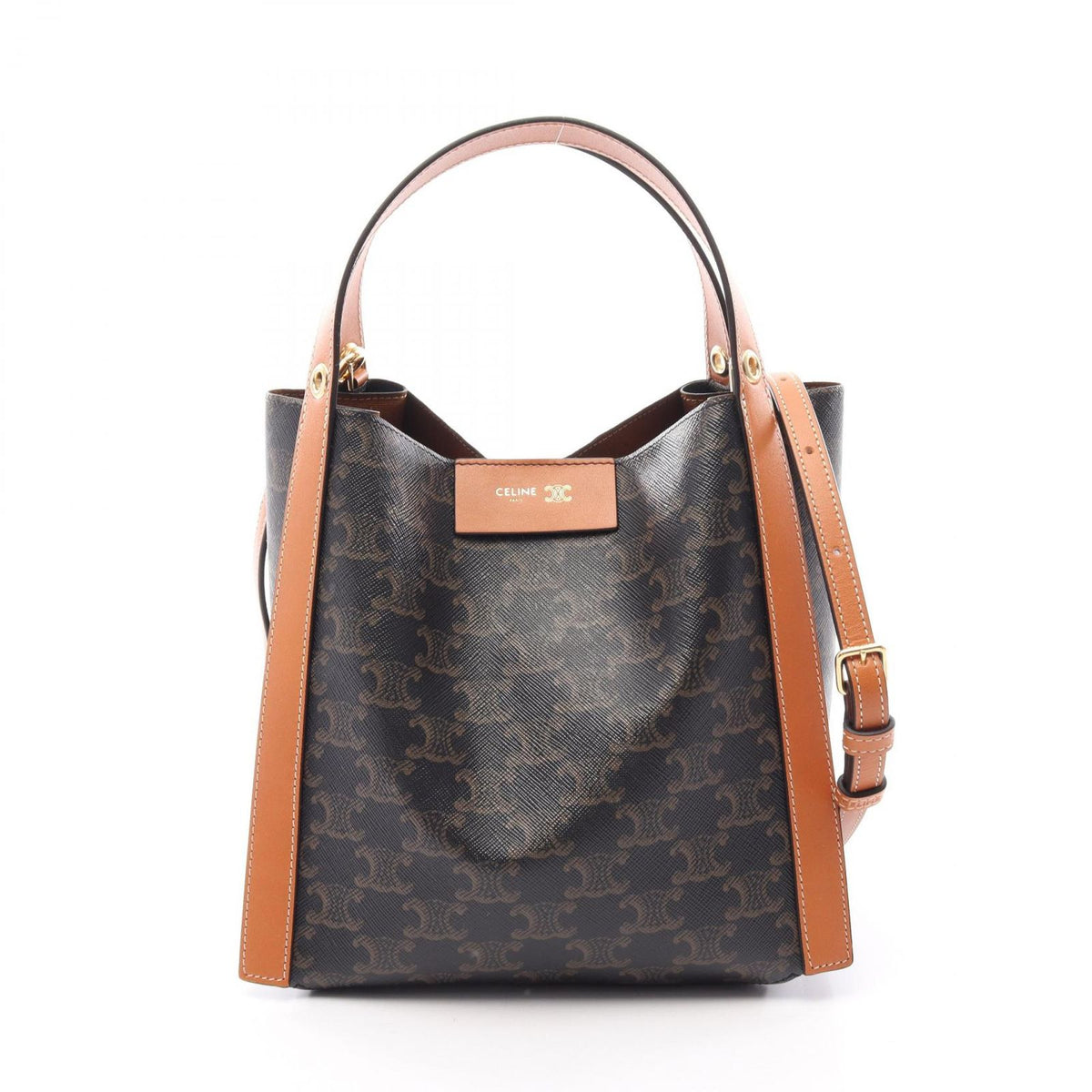 Celine Small Cubo Trio 2-Way Brown Canvas Leather Shoulder