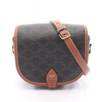 Celine Shoulder Bag Folco Trio Brown Canvas Leather