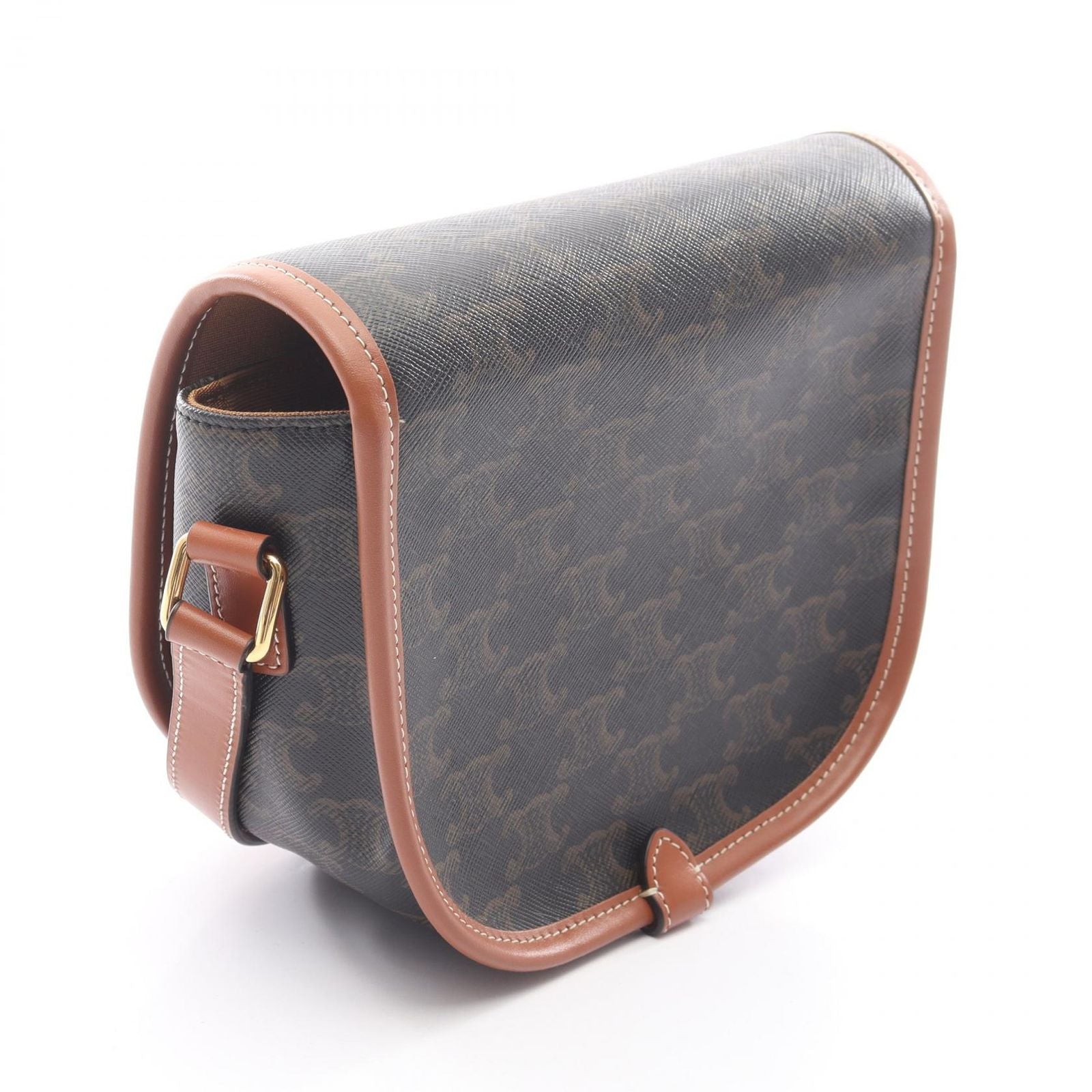 Celine Shoulder Bag Folco Trio Brown Canvas Leather — view 2