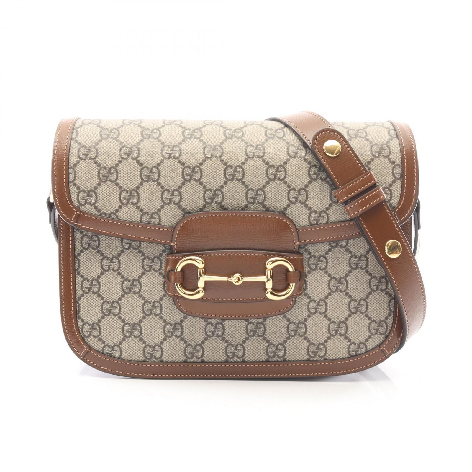 Gucci Shoulder Bag Horsebit GG Supreme Beige Canvas Leather