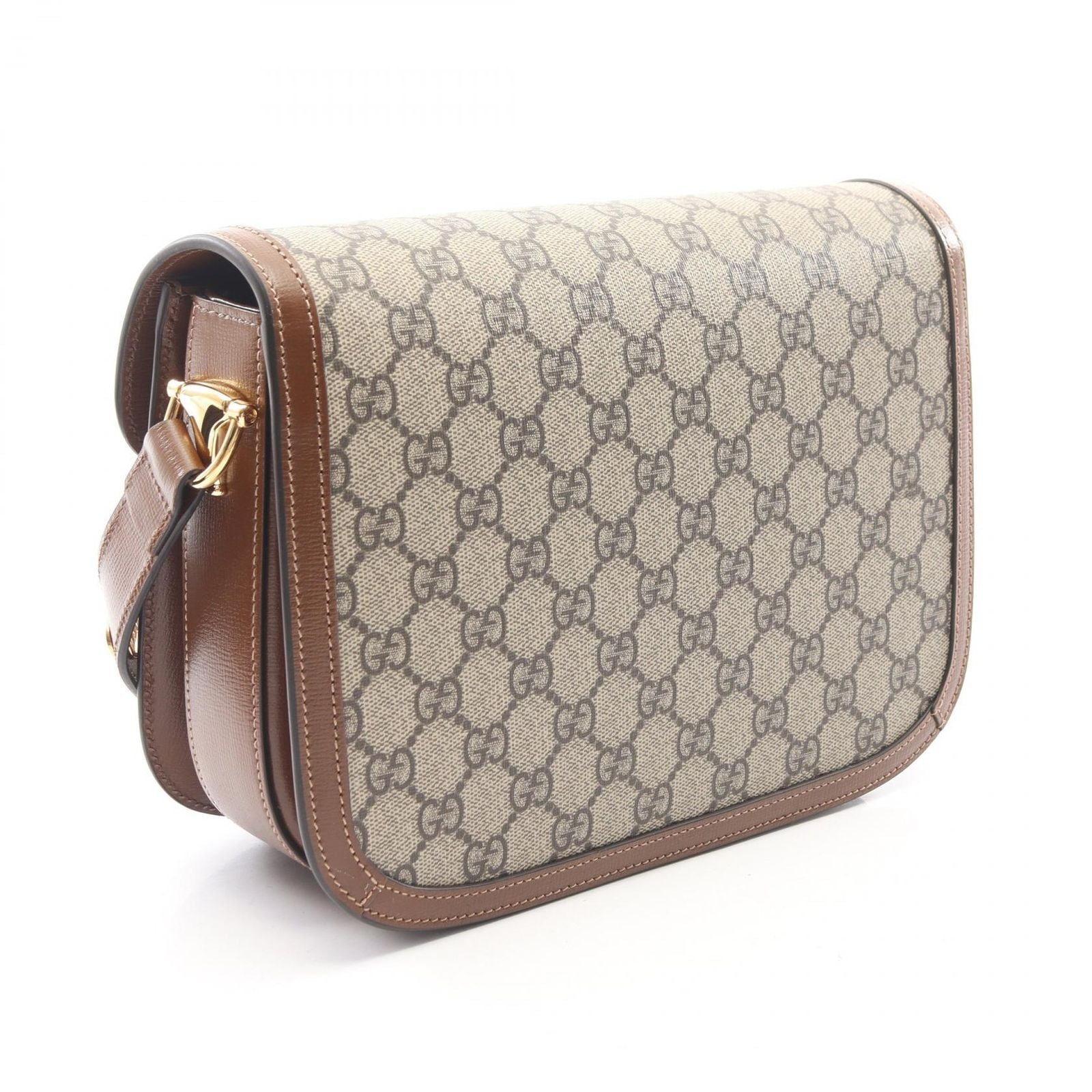 Gucci Shoulder Bag Horsebit GG Supreme Beige Canvas Leather — view 2