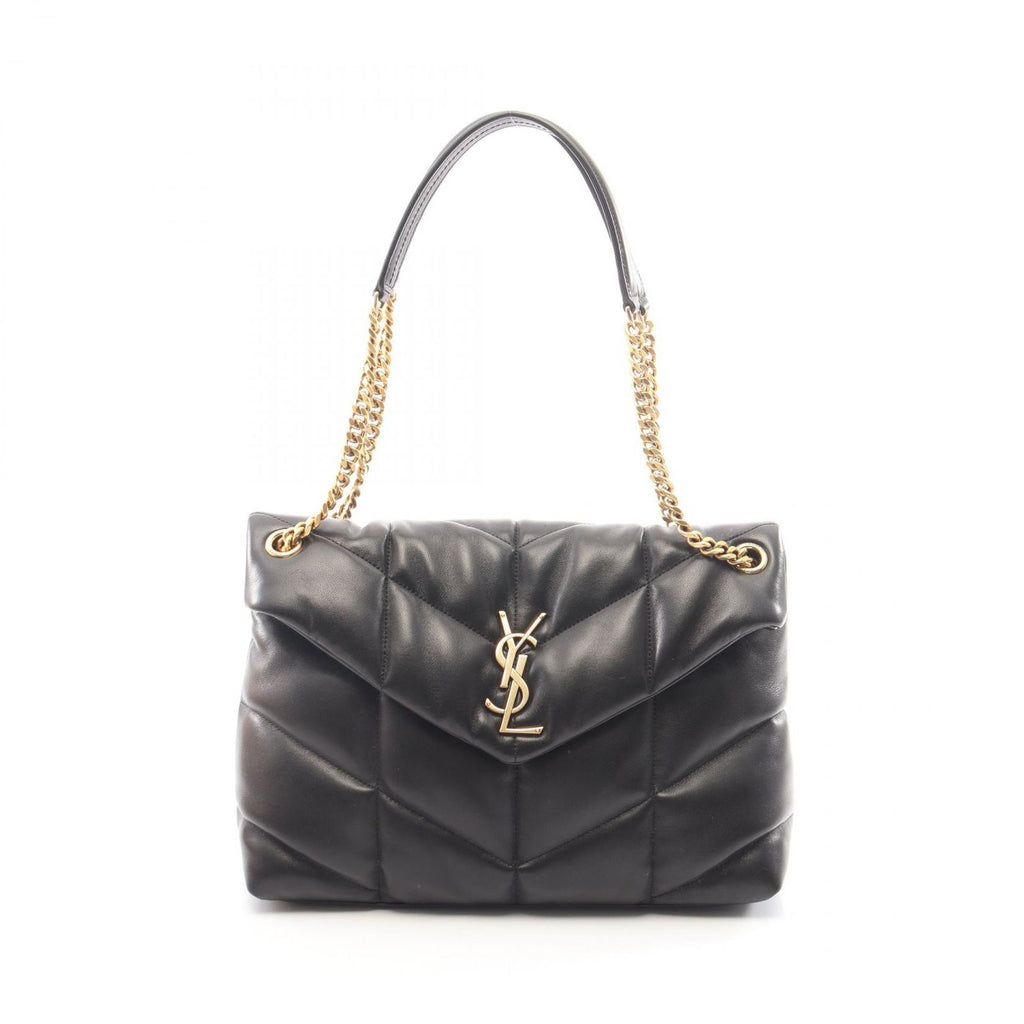 Saint Laurent Paris Shoulder Bag Lou Puffer Black Leather