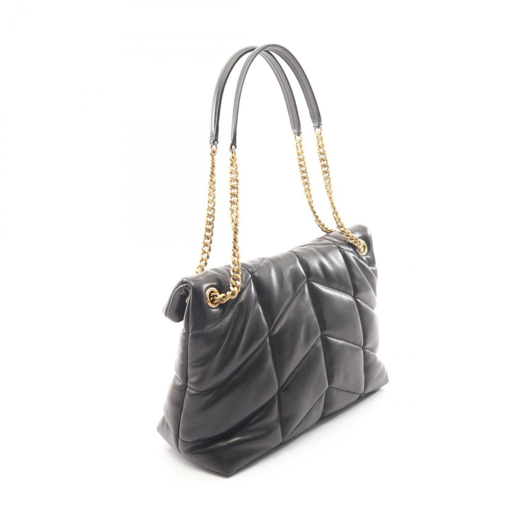 Saint Laurent Paris Shoulder Bag Lou Puffer Black Leather — view 2
