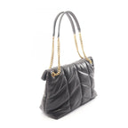 Saint Laurent Paris Shoulder Bag Lou Puffer Black Leather — view 2