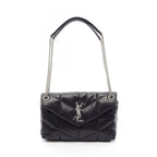 Saint Laurent Paris Shoulder Bag Lou Puffer Black Leather