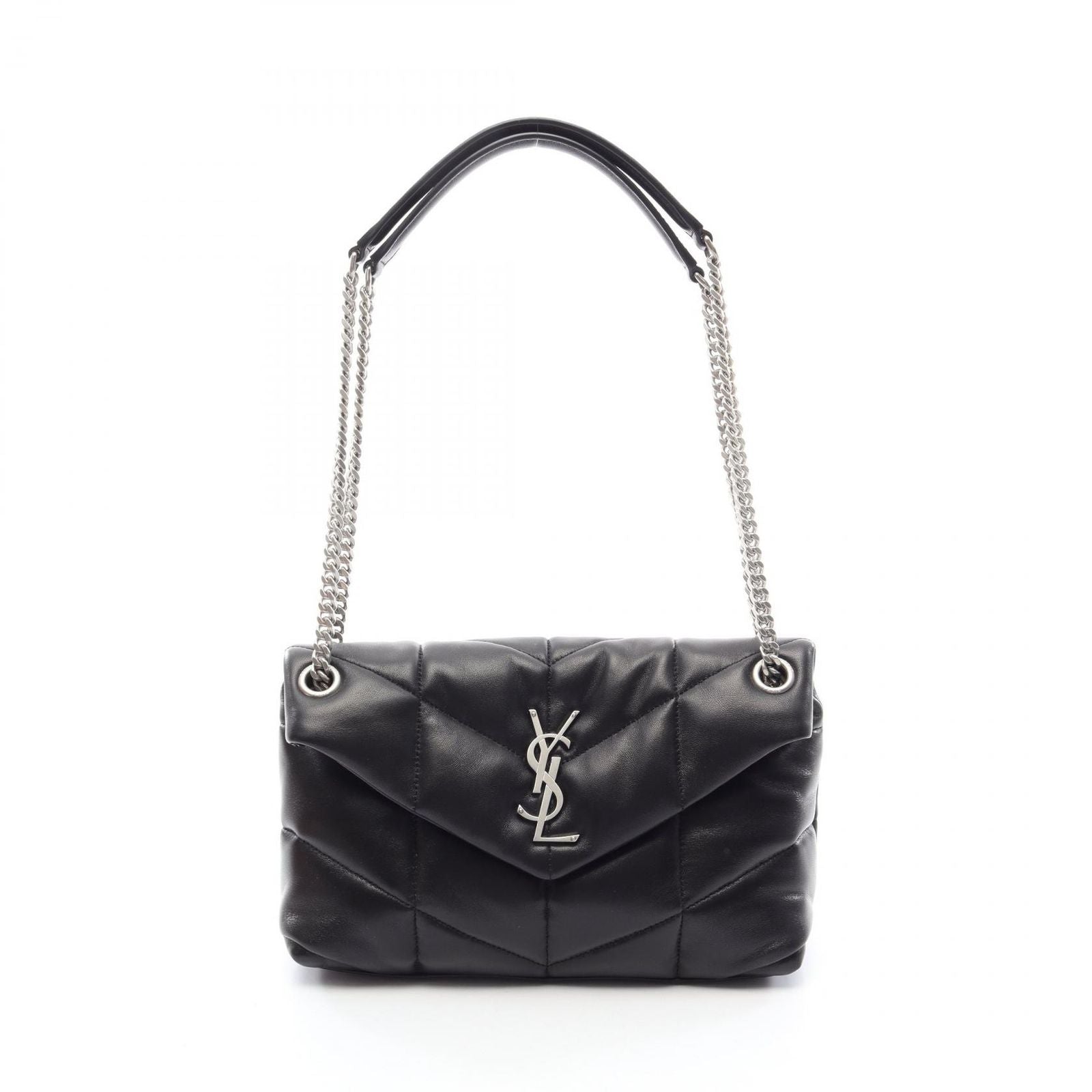 Saint Laurent Paris Shoulder Bag Lou Puffer Black Leather