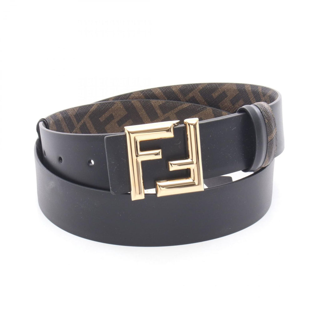 Fendi Belt Round FF Reversible Black Leather