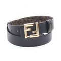 Fendi Belt FF Logo Gold Reversible Black Leather