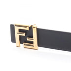 Fendi Belt FF Logo Gold Reversible Black Leather — view 2