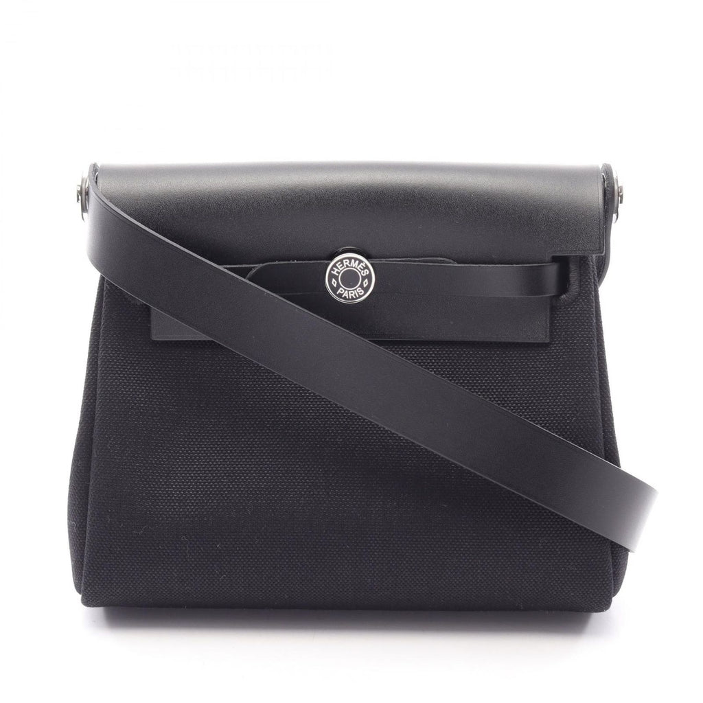 Hermes Shoulder Bag Herbag Zip Mini Black Canvas Leather