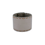 Prada Leather Stitch Turnlock Bracelet Silver White