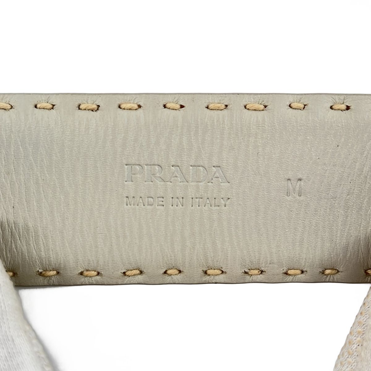 Prada Leather Stitch Turnlock Bracelet Silver White — view 6